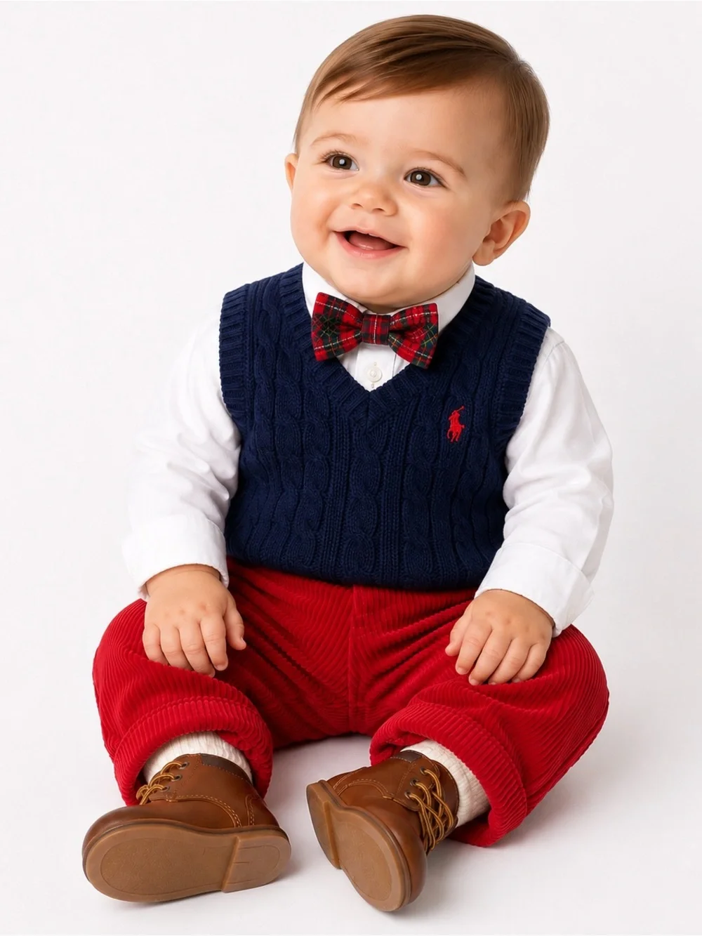 NWOT Ralph Lauren Red Wide-Wale Corduroy Suffolk Pants ; 6–9 Mo, MSRP $48